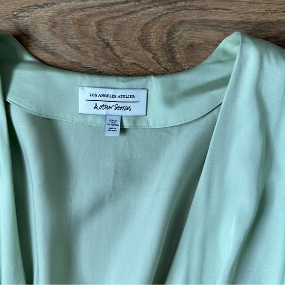 & Other Stories Mint Green Wrap Dress Size 0 - WORN ONCE - Picture 8 of 11